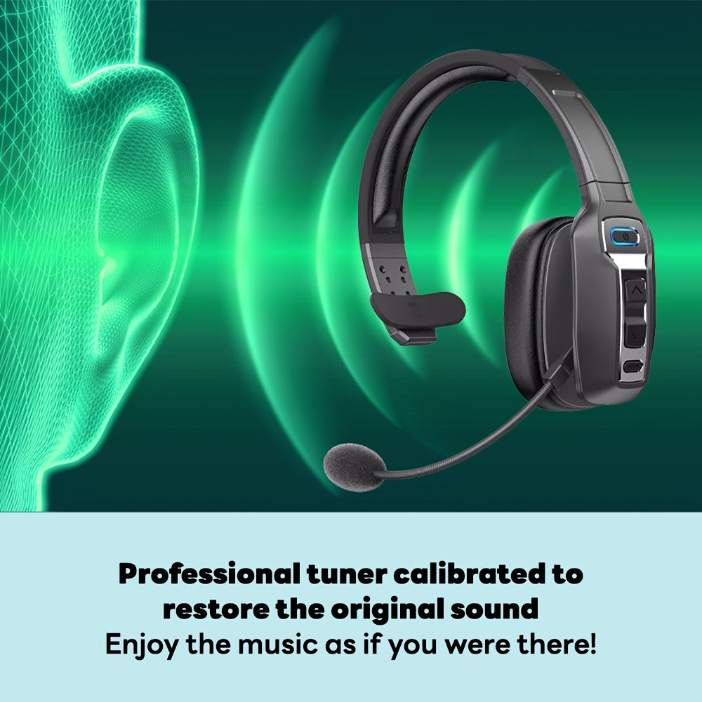 New Wireless Headset with Microphone AI Noise Canceling Trucker Headset 164ft Range 65 Hours Battery Life Work from Home Truck Driver Computer