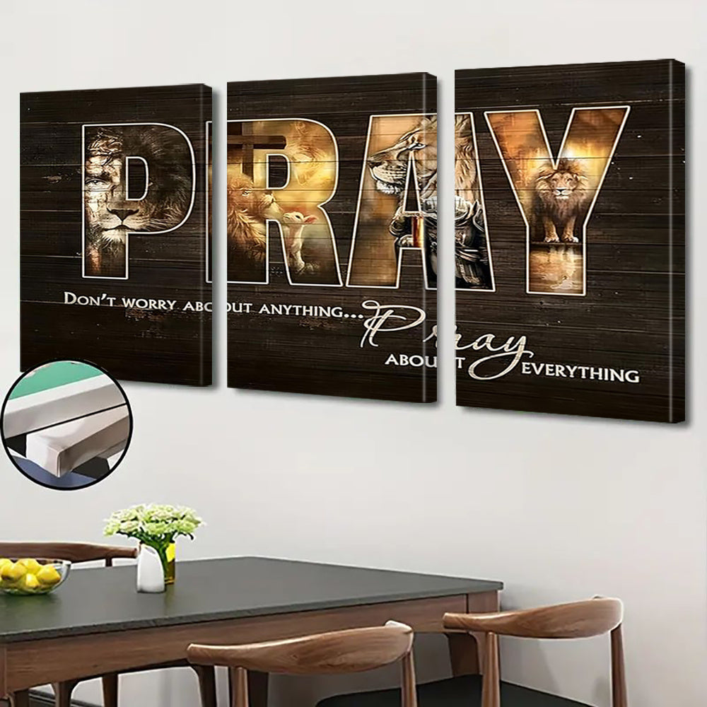 3pcs Set Renaissance Style Lion Canvas Wall Art Modern Fashion Frame Poster Print Wooden Frame Indoor Outdoor Decoration Suitable for Living Room Bedroom Bathroom Autumn Winter Theme
