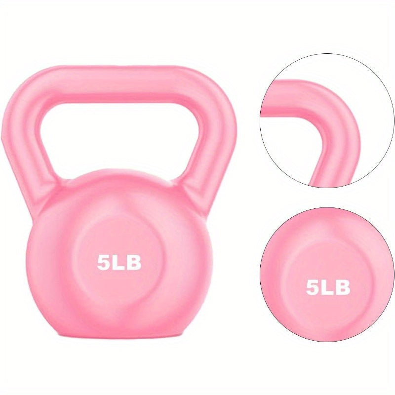 1pc 5LB Pink PE Kettlebell for Men & Women Durable Grip