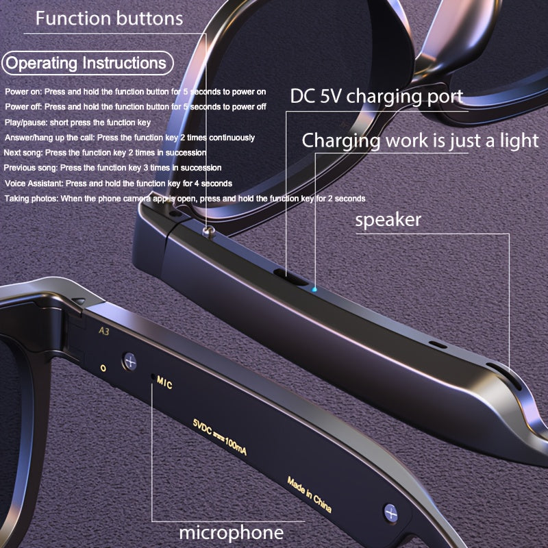 Smart Automatic Dimming Audio Glasses with HiFi Sound