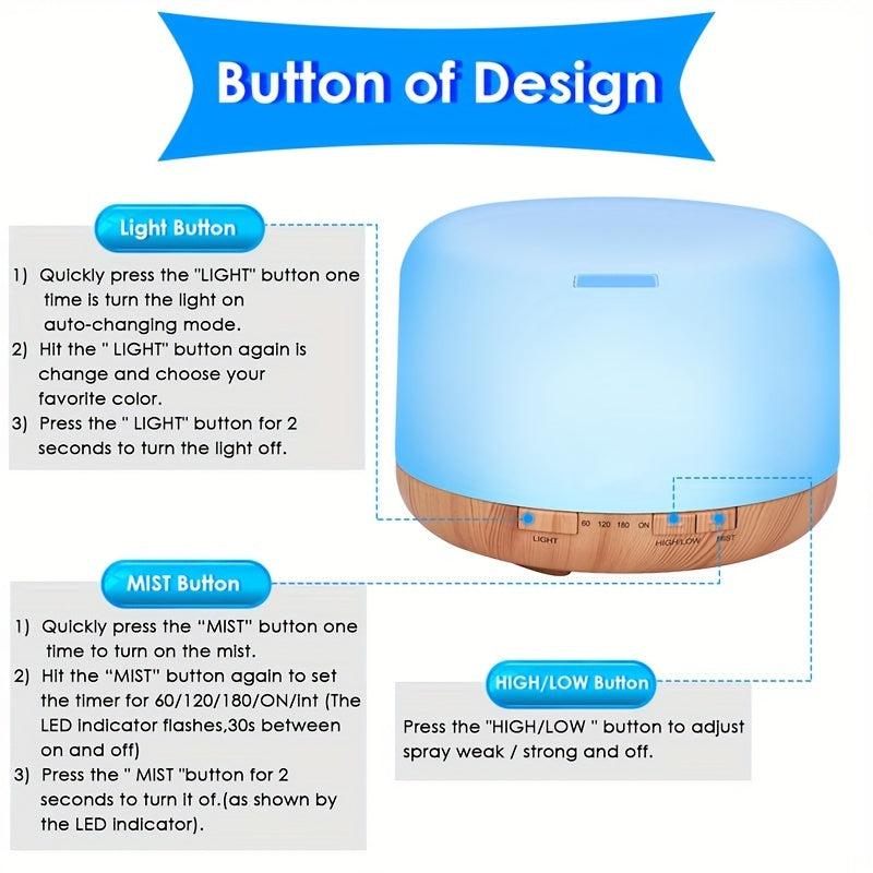 500ml Remote Control Aromatherapy Diffuser & Humidifier