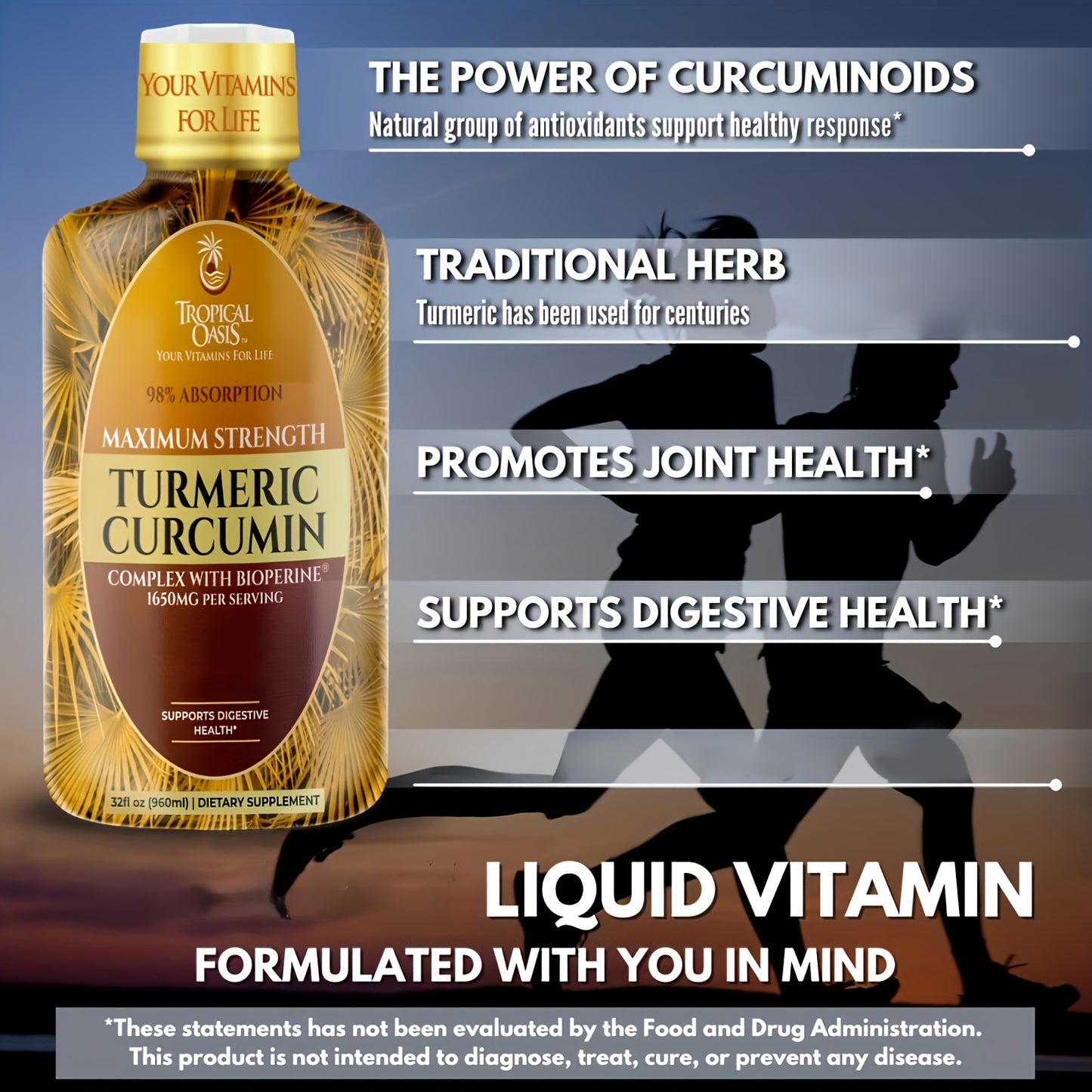 Tropical Oasis Liquid Turmeric Curcumin W/Bioperine Maximum Strength