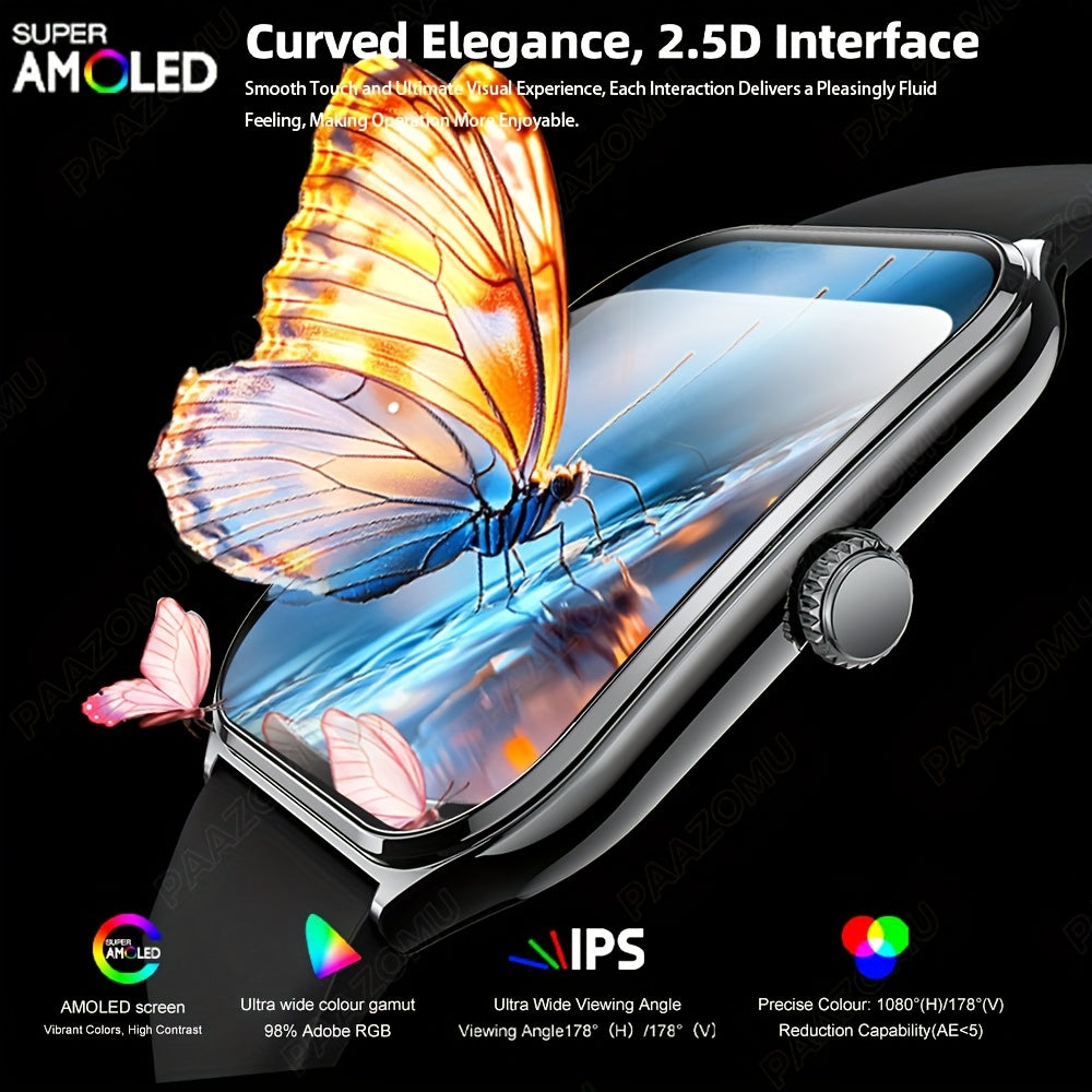 PAAZOMU Ultra-Thin 1.96" AMOLED Smartwatch for iPhone Android
