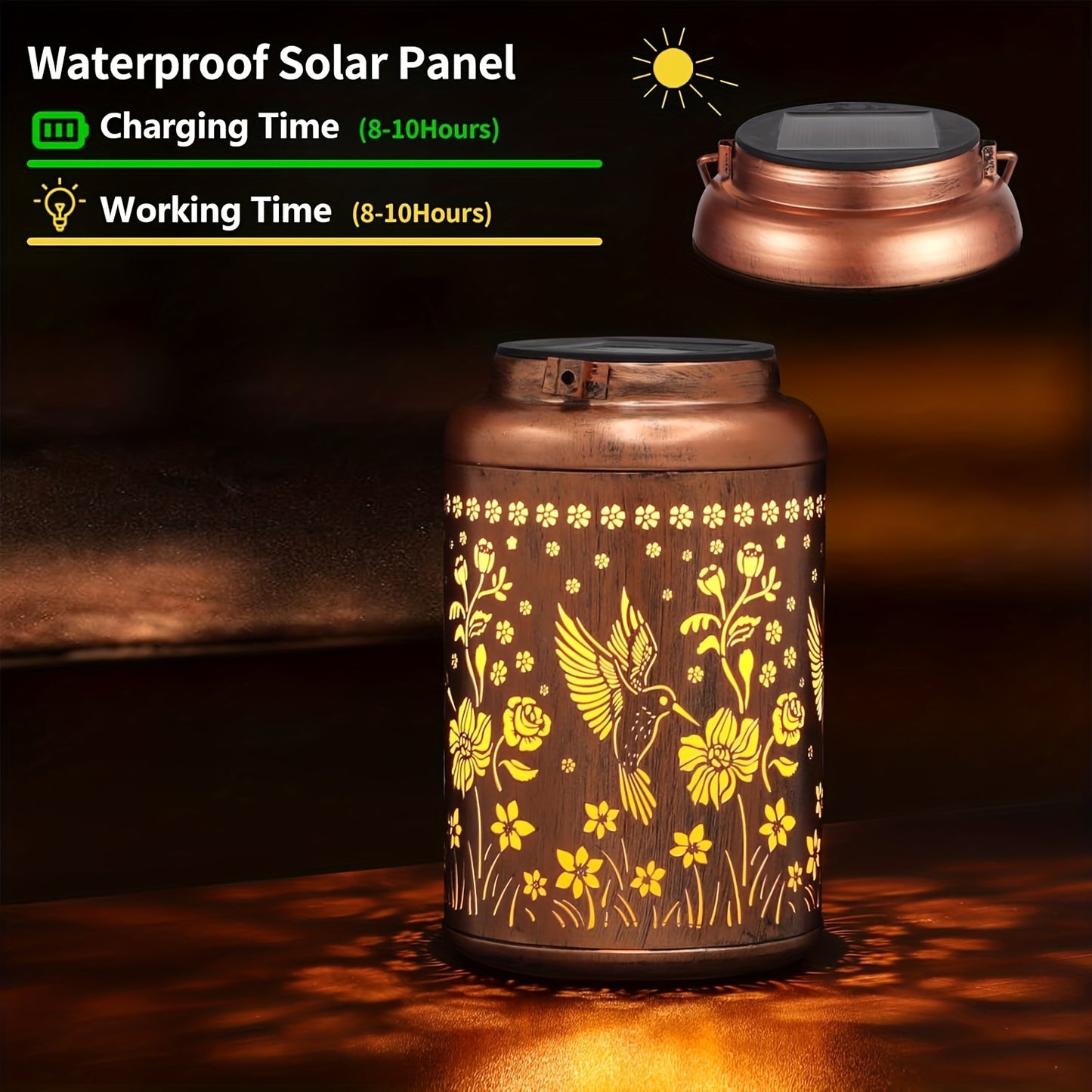 Set, Two Outdoor Metal Solar Lights, Perfect Gifts for Women