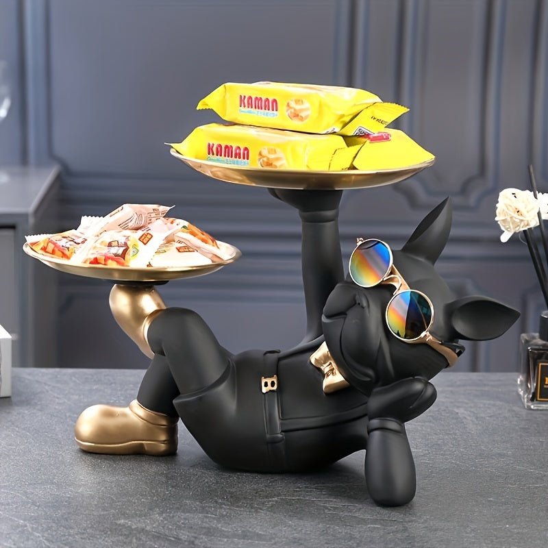 1pc French Bulldog Resin Sculpture Tray For Home Decor Gift