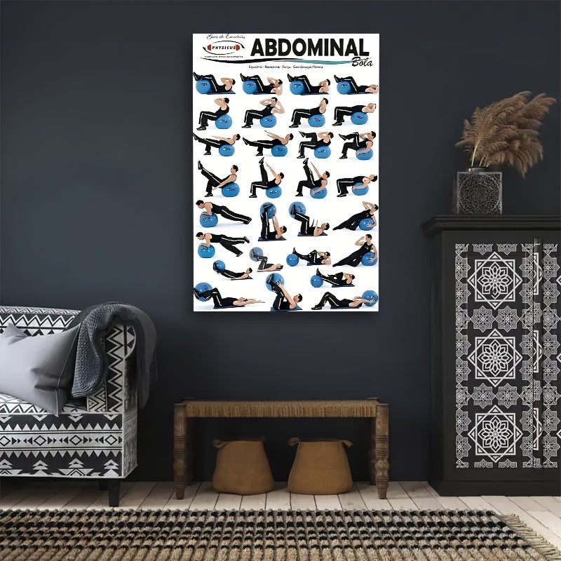 1pc Abdominal Workout Wall Art - 15 Exercises Canvas Print