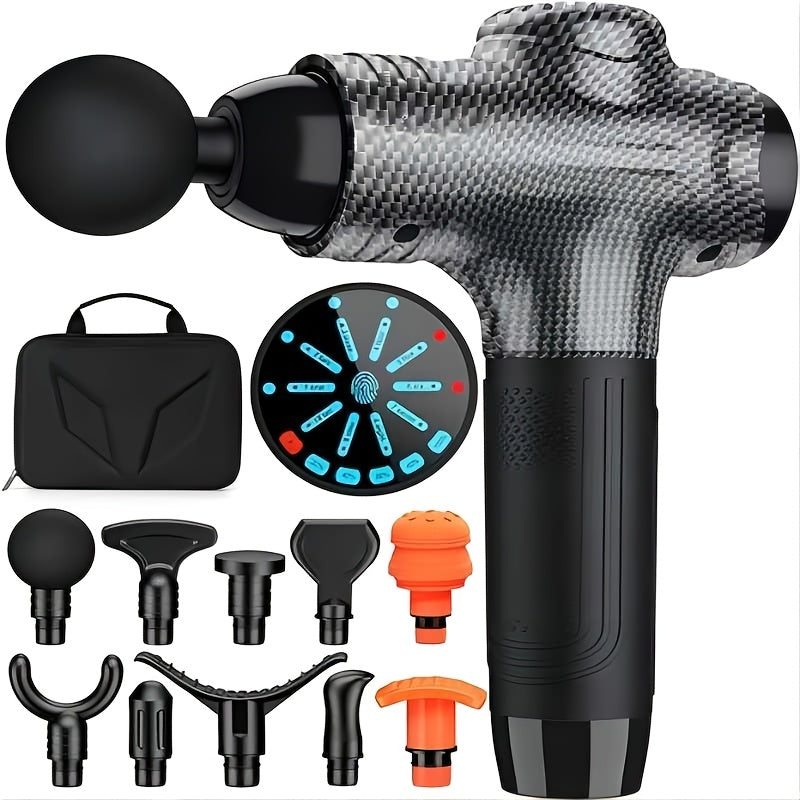 10-Speed Deep-Tissue Massage Gun with 10 Change Heads LED Screen