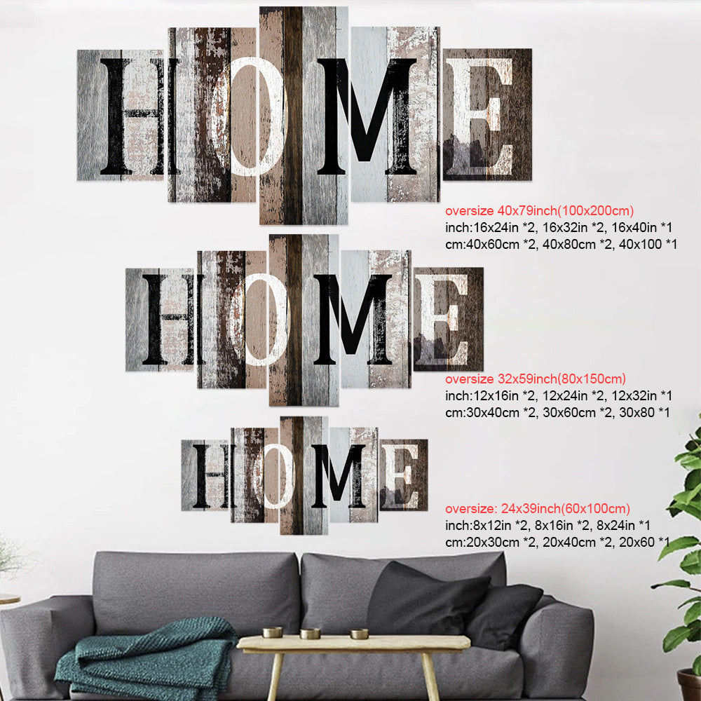 Wooden Frame Wall Hanging Decor, 5pcs Home Lettering Art