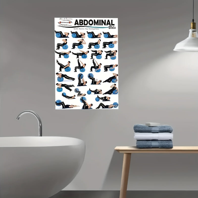 1pc Abdominal Workout Wall Art - 15 Exercises Canvas Print