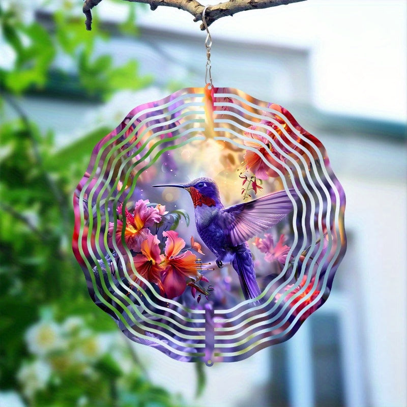 Metal Hummingbird Wind Spinners Indoor Outdoor Decor Art