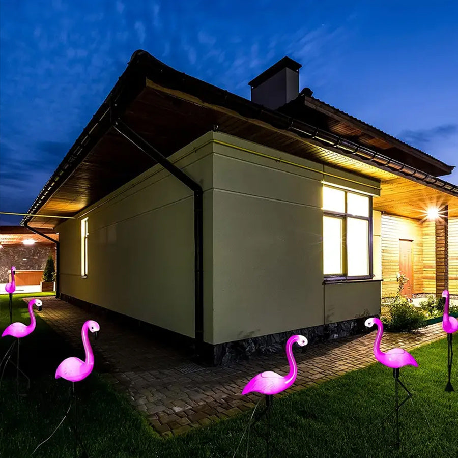 Set of 3 Flamingo Solar Lights for Outdoor Patio Decoration