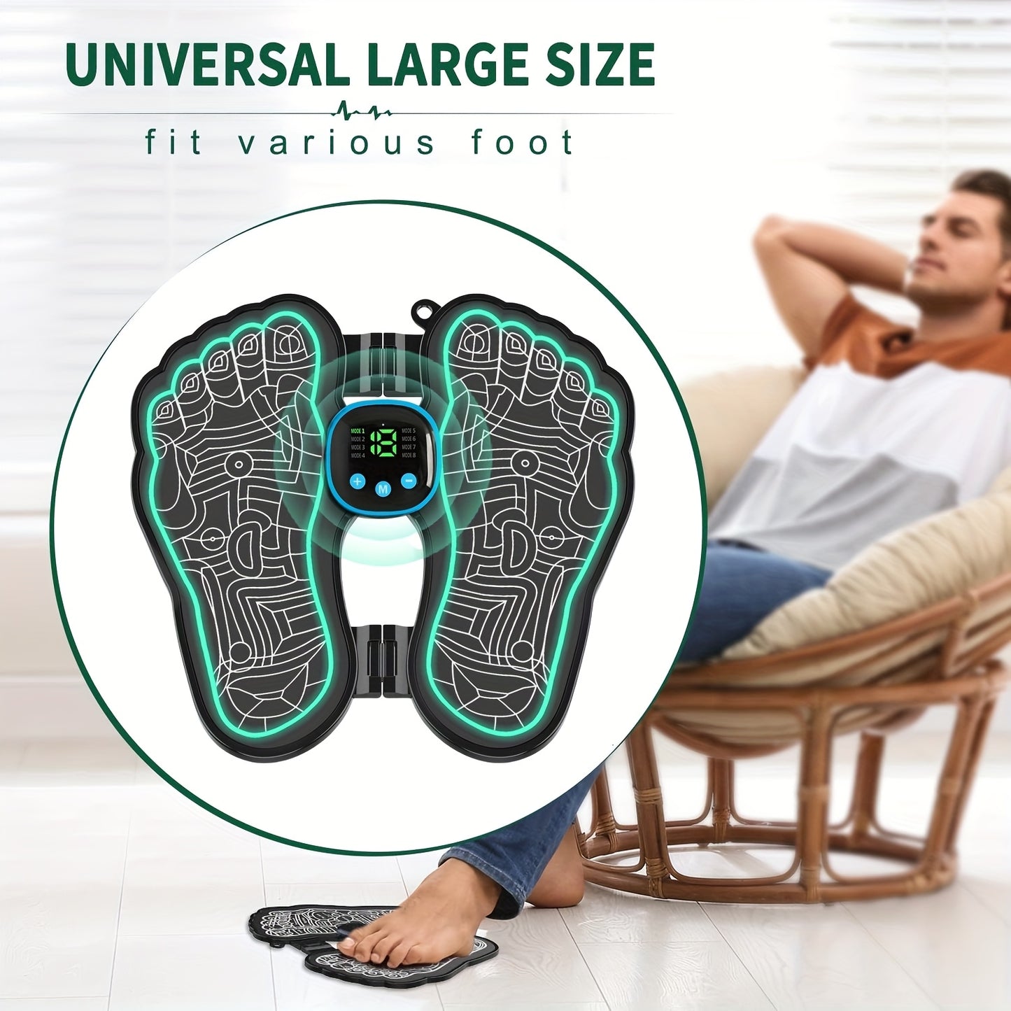 EMS Foot Massager TENS Massager Foldable Portable 8 Modes 19 Intensities