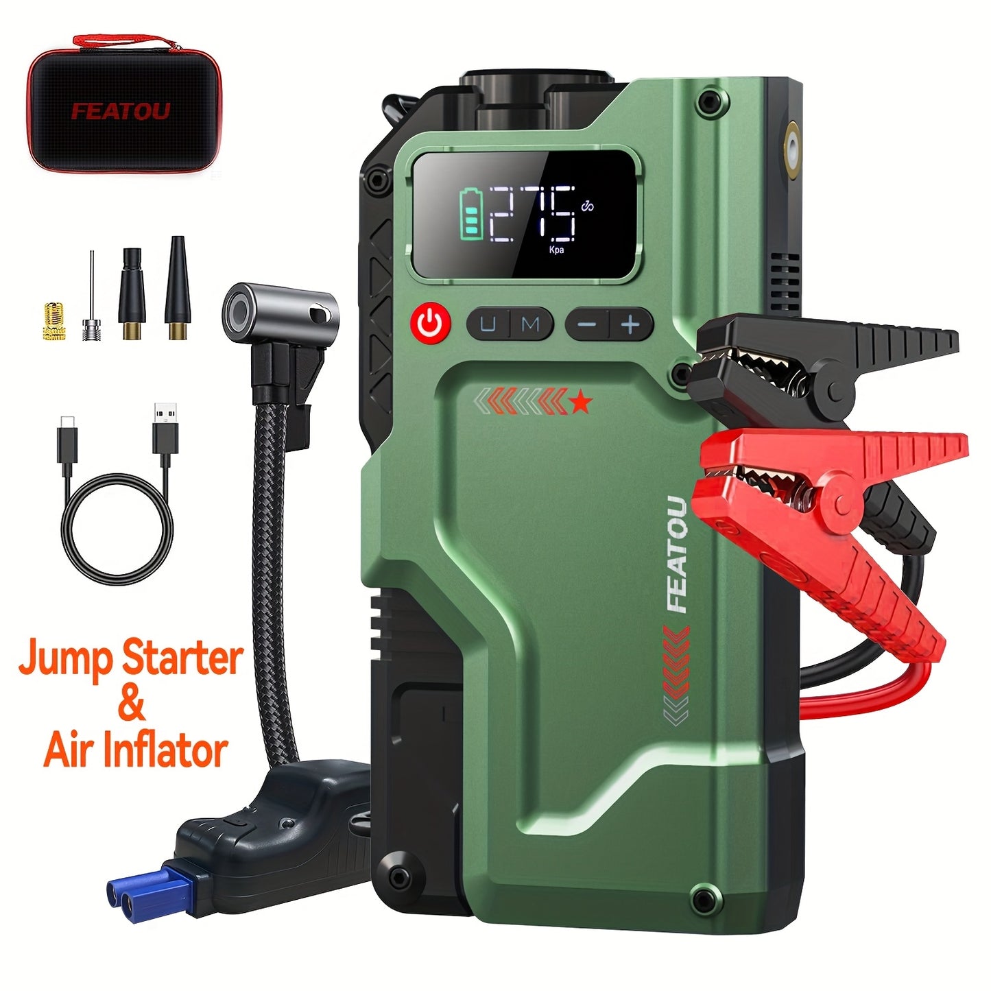 6000A Jump Starter with Air Compressor and Tire Inflator