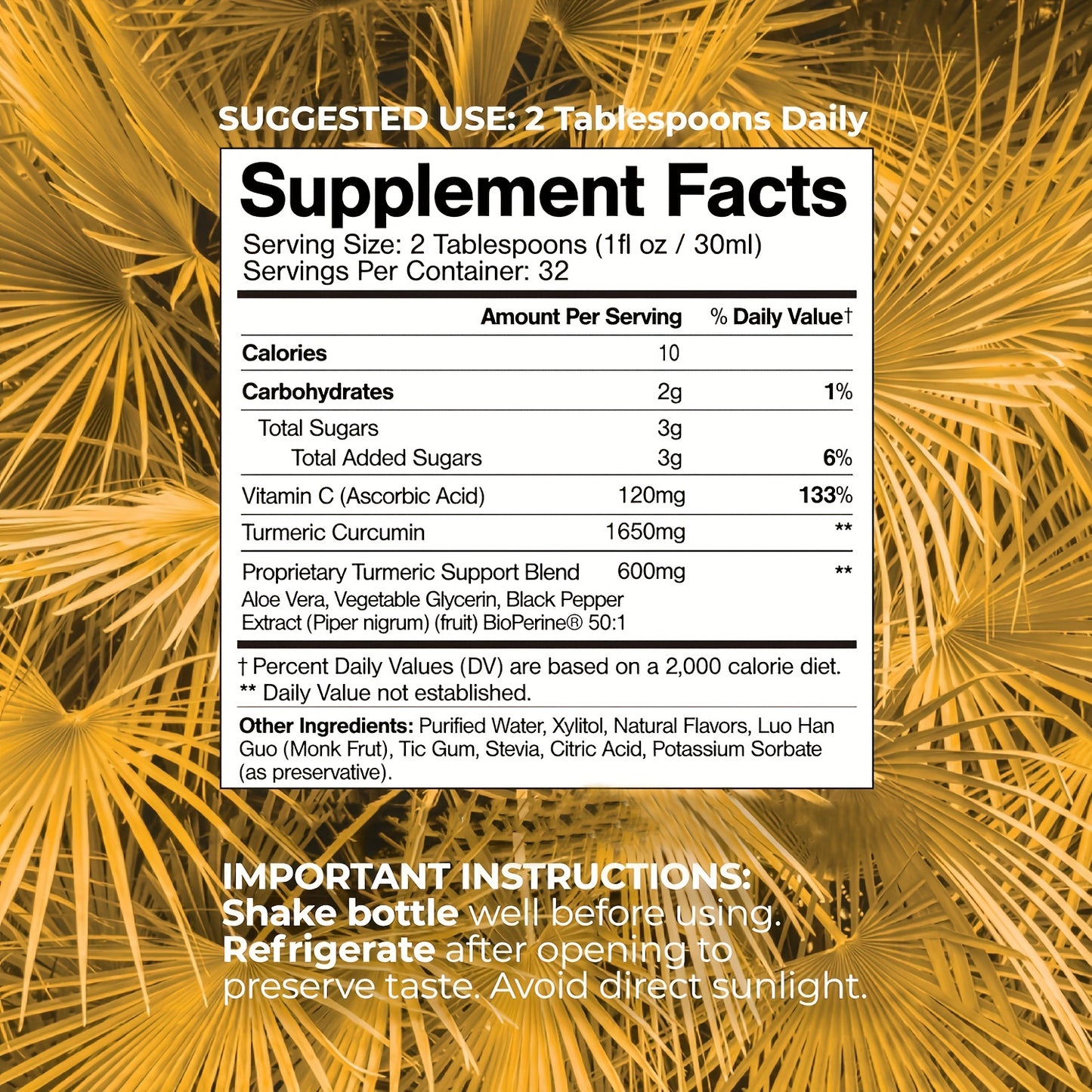 Tropical Oasis Liquid Turmeric Curcumin W/Bioperine Maximum Strength