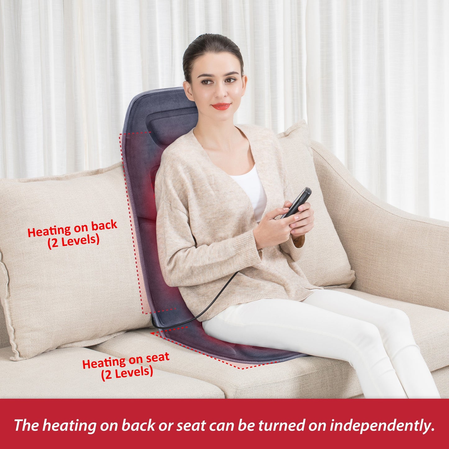 10 Vibration Motors COMFIER Massage Seat Cushion With Heat