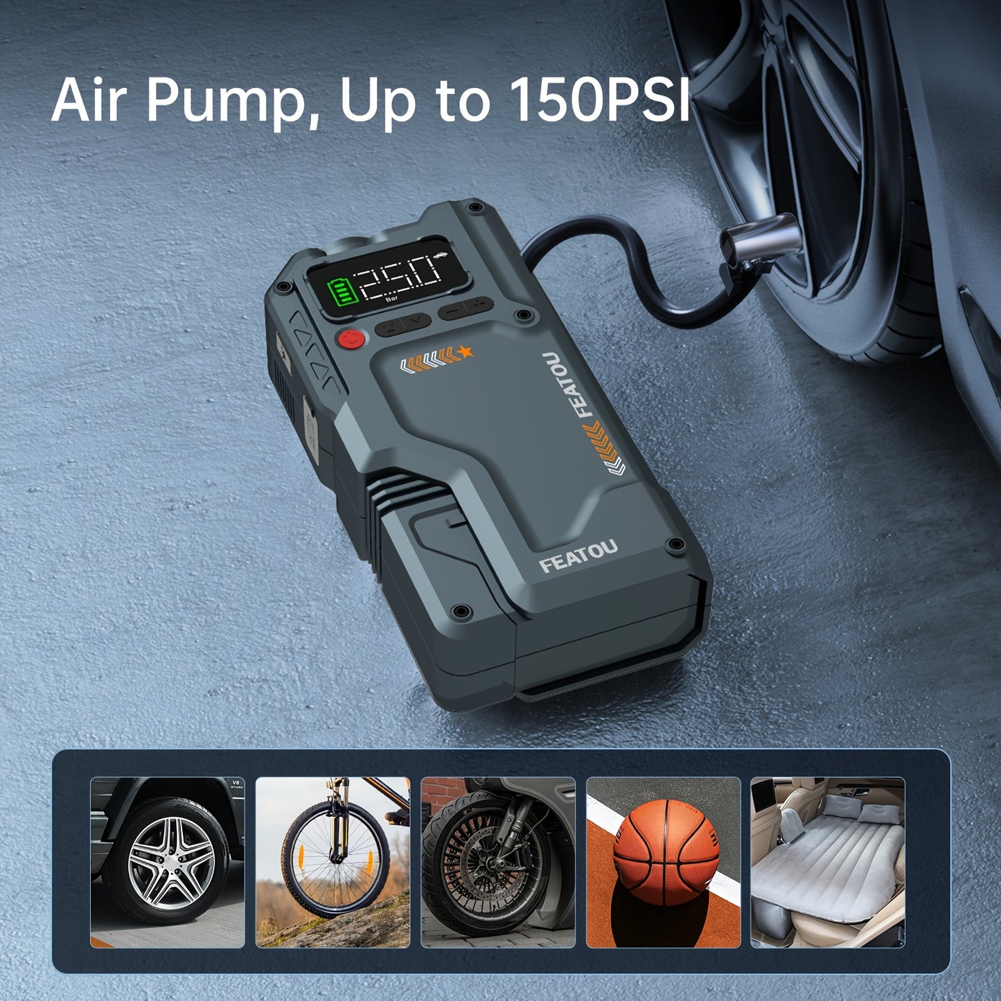 6000A Jump Starter with Air Compressor and Tire Inflator