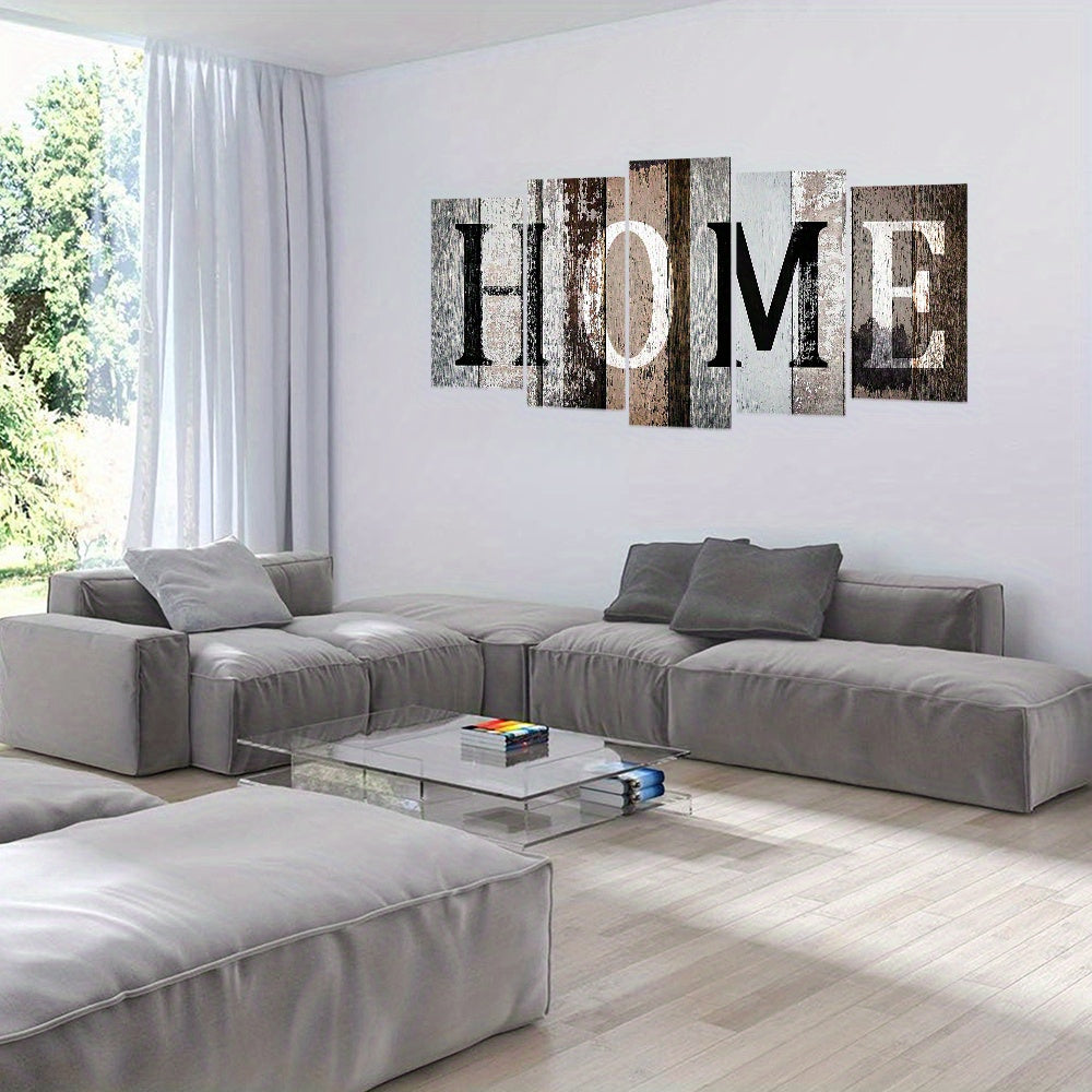 Wooden Frame Wall Hanging Decor, 5pcs Home Lettering Art