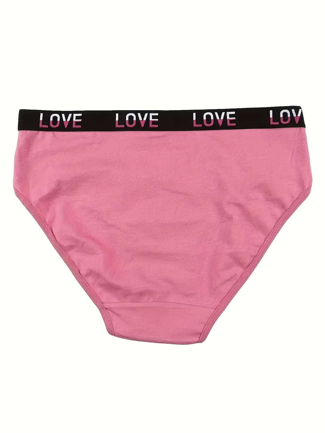 Women's High-Waist Letter Print Briefs, Smooth Fabric Finish, Cute Underwear