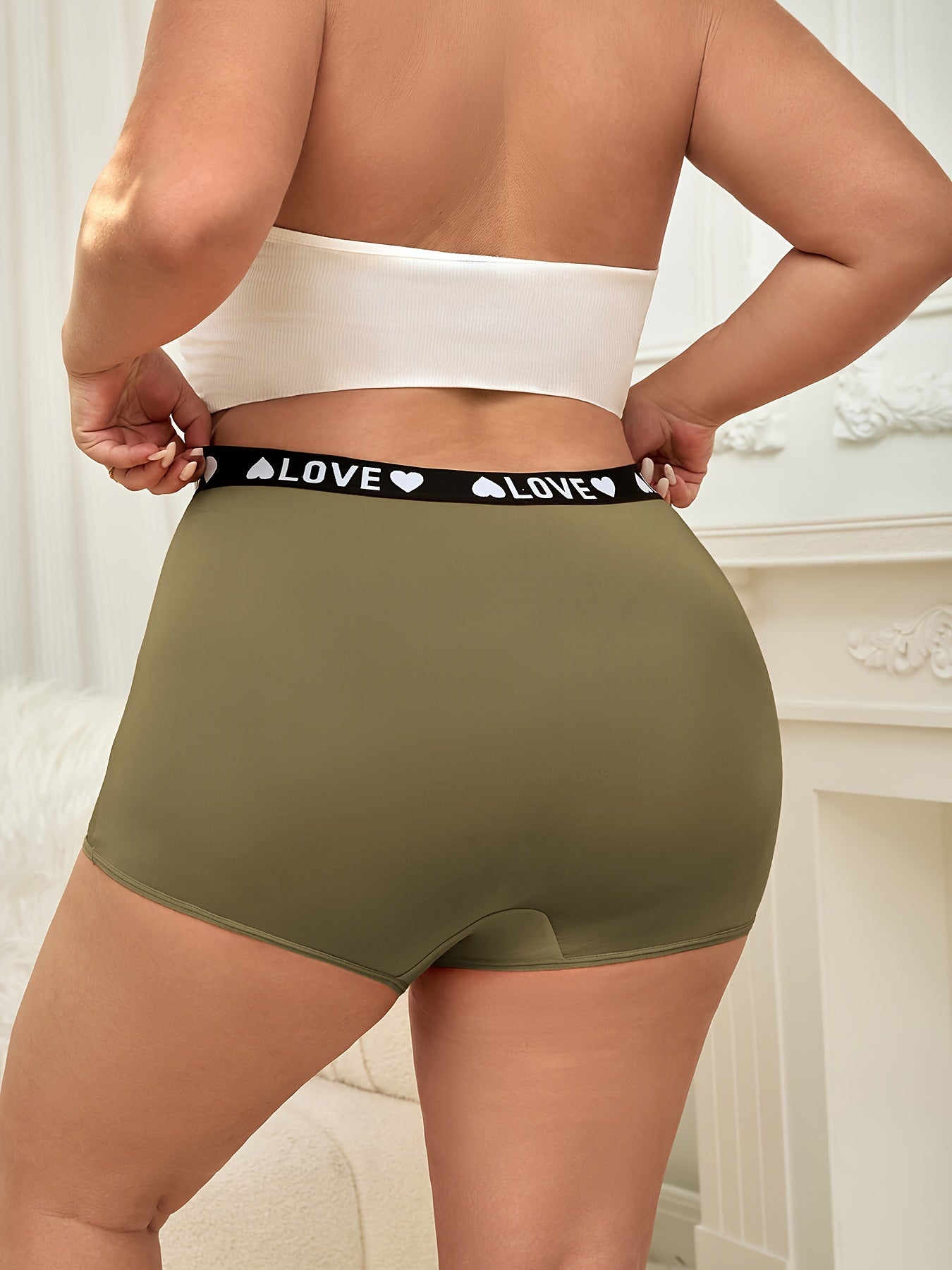 Plus Size Women's Shortie Panties, Mid-Rise Comfortable Underwear, Simple Style