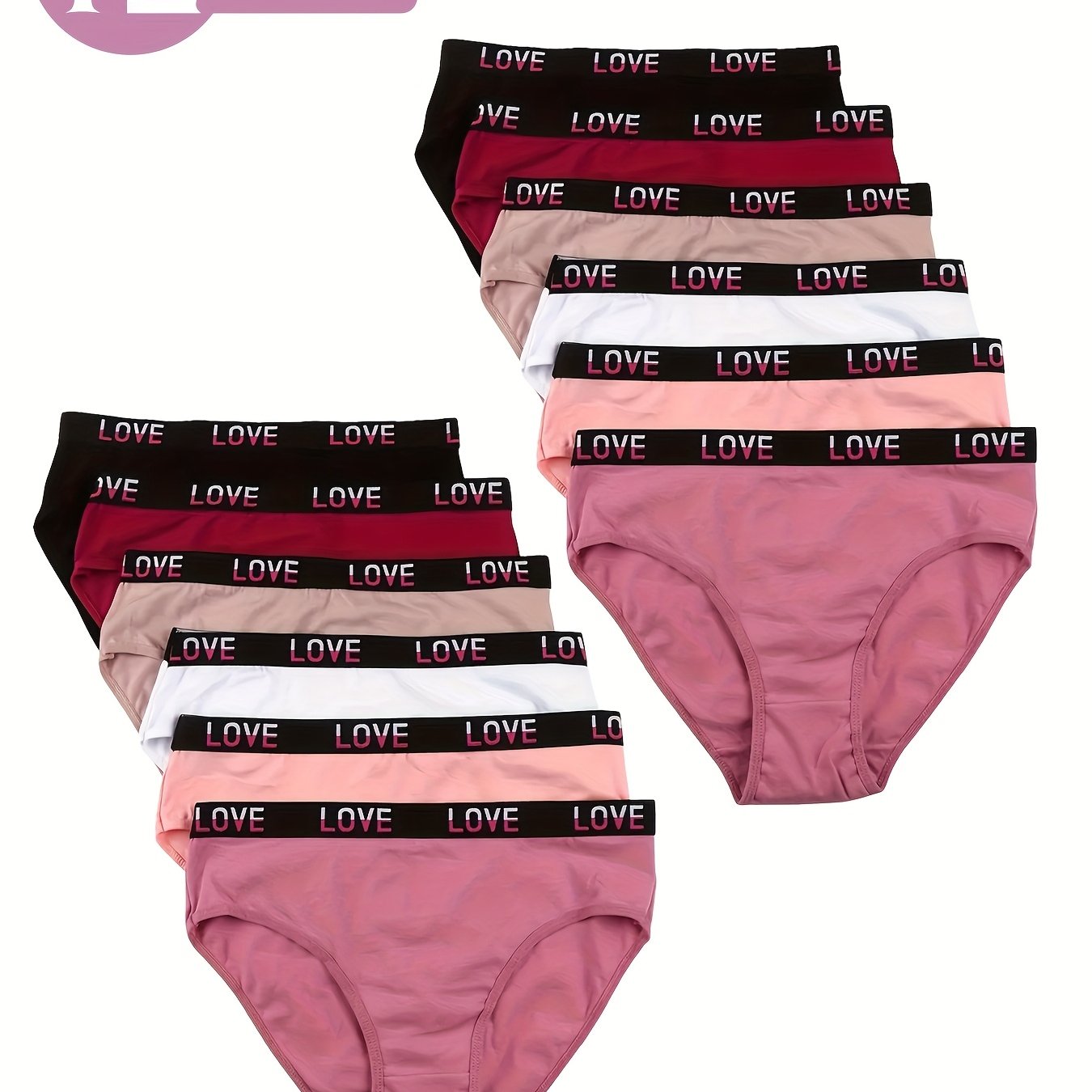 Women's High-Waist Letter Print Briefs, Smooth Fabric Finish, Cute Underwear