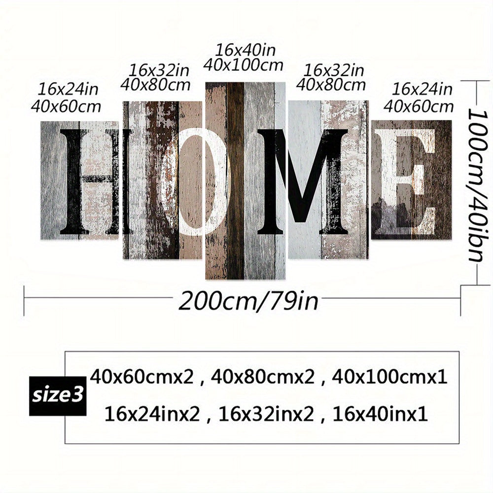 Wooden Frame Wall Hanging Decor, 5pcs Home Lettering Art