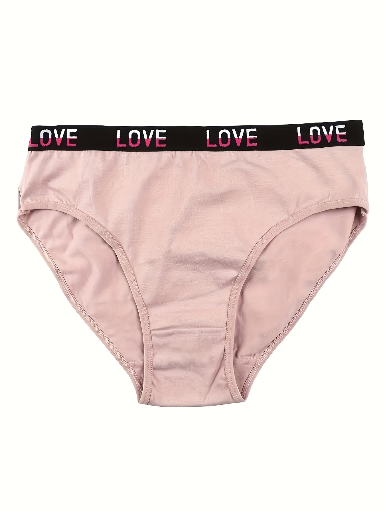 Women's High-Waist Letter Print Briefs, Smooth Fabric Finish, Cute Underwear