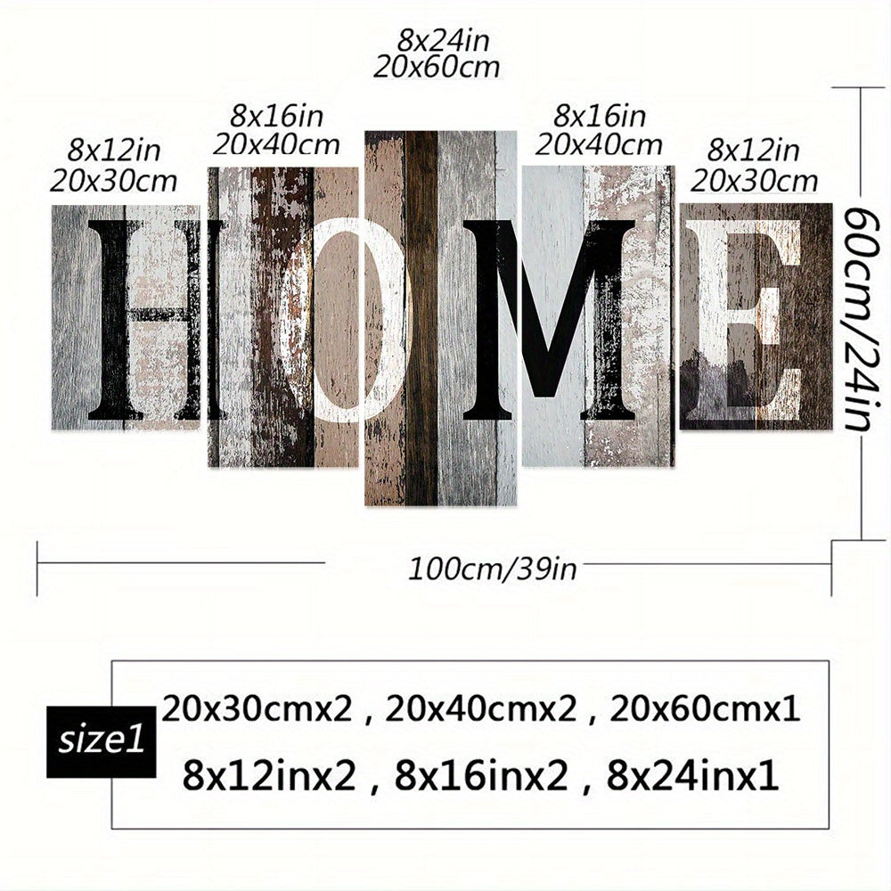 Wooden Frame Wall Hanging Decor, 5pcs Home Lettering Art