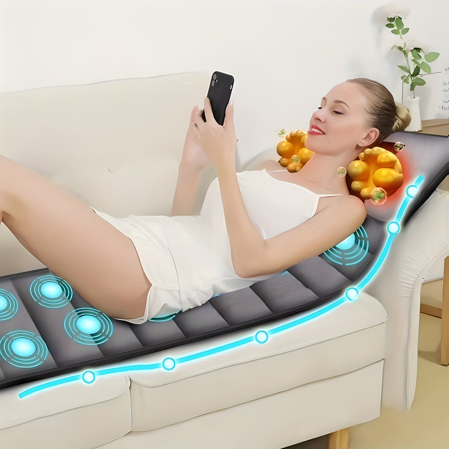 Full Body Massage Mattress With Hot Compress For Neck And Waist