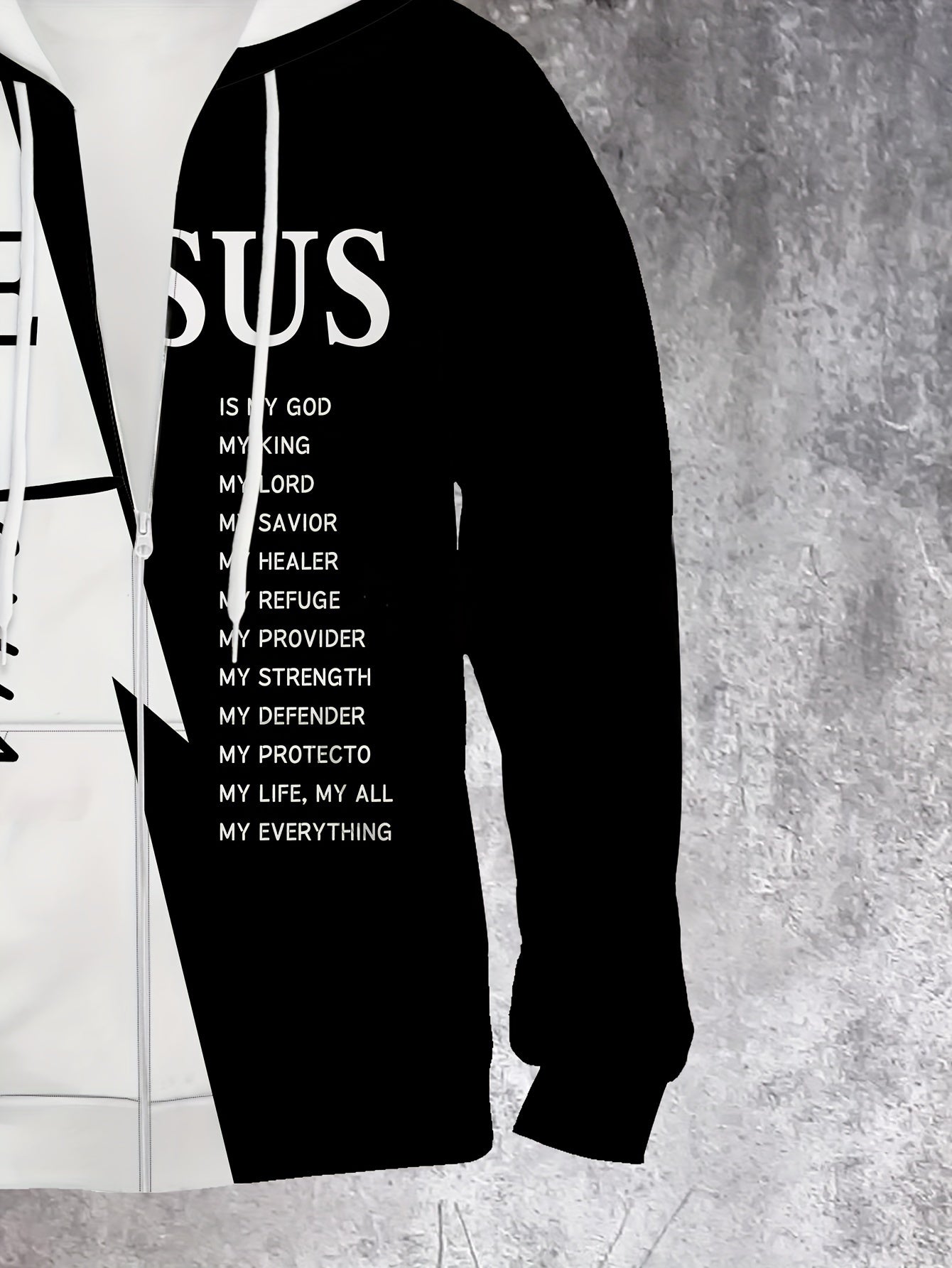 Polyester 3D Print Hooded Sweatshirt Men's Casual Zipper