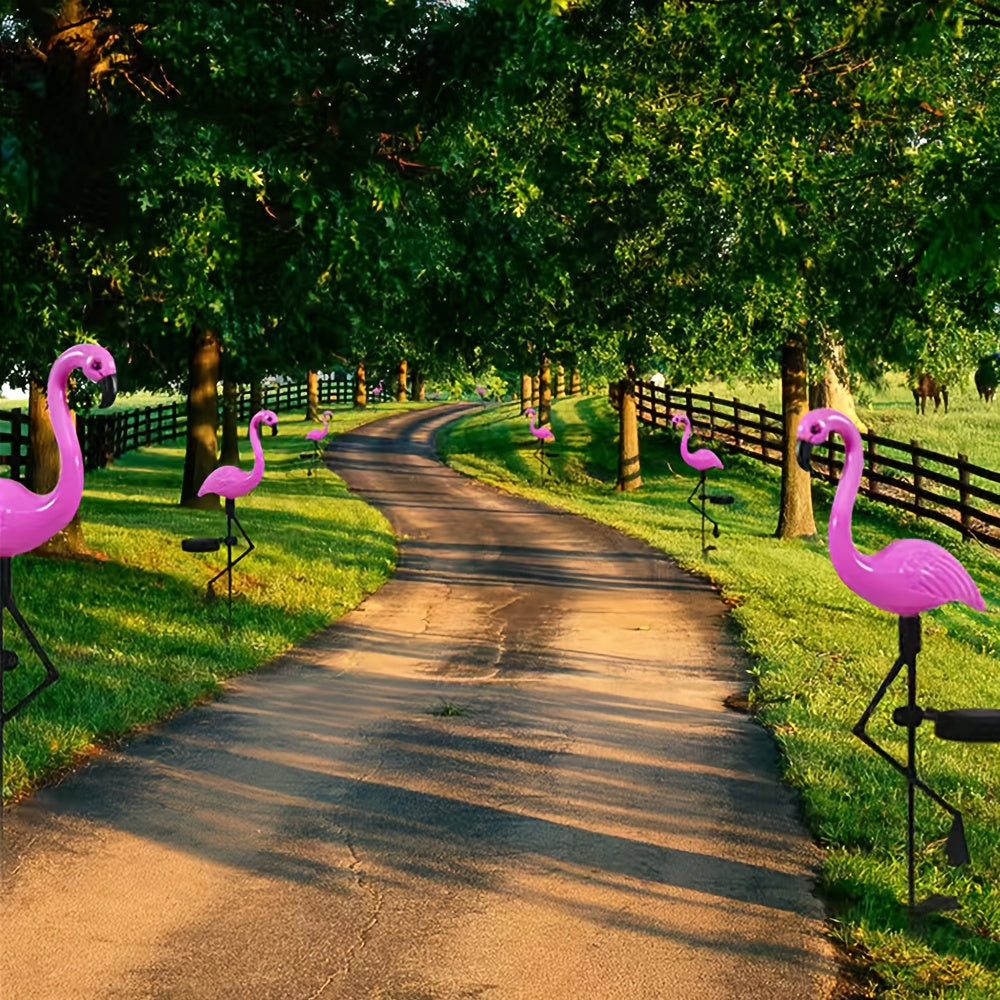 Set of 3 Flamingo Solar Lights for Outdoor Patio Decoration