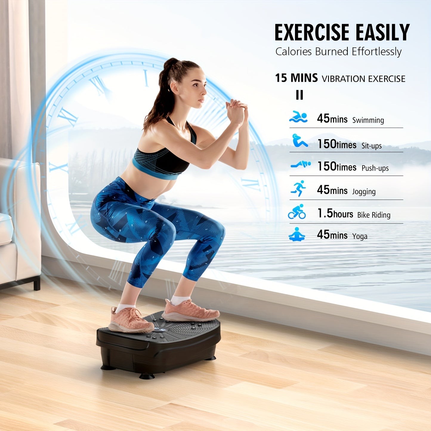 Vibration Plate Exercise Machine with Resistance Bands, 99 Levels