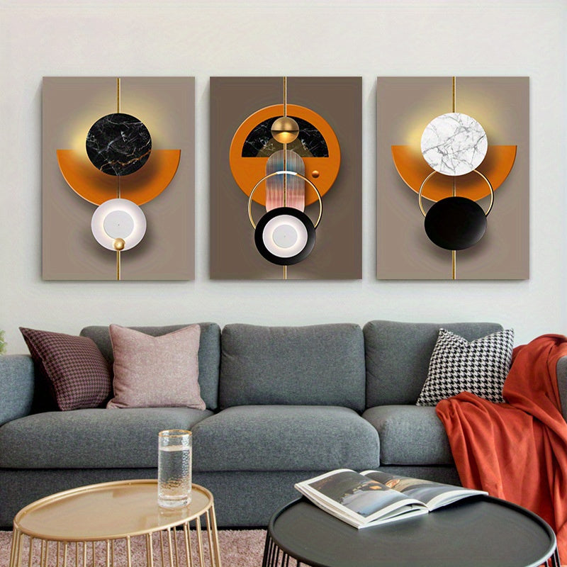 3 Piece Suit Frame Abstract Geometric Canvas Art Elegant Nordic Luxury Wall Decoration Bright Colors Suitable for Living Room Bedroom or Corridor Ideal Gift
