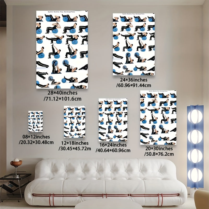 1pc Abdominal Workout Wall Art - 15 Exercises Canvas Print
