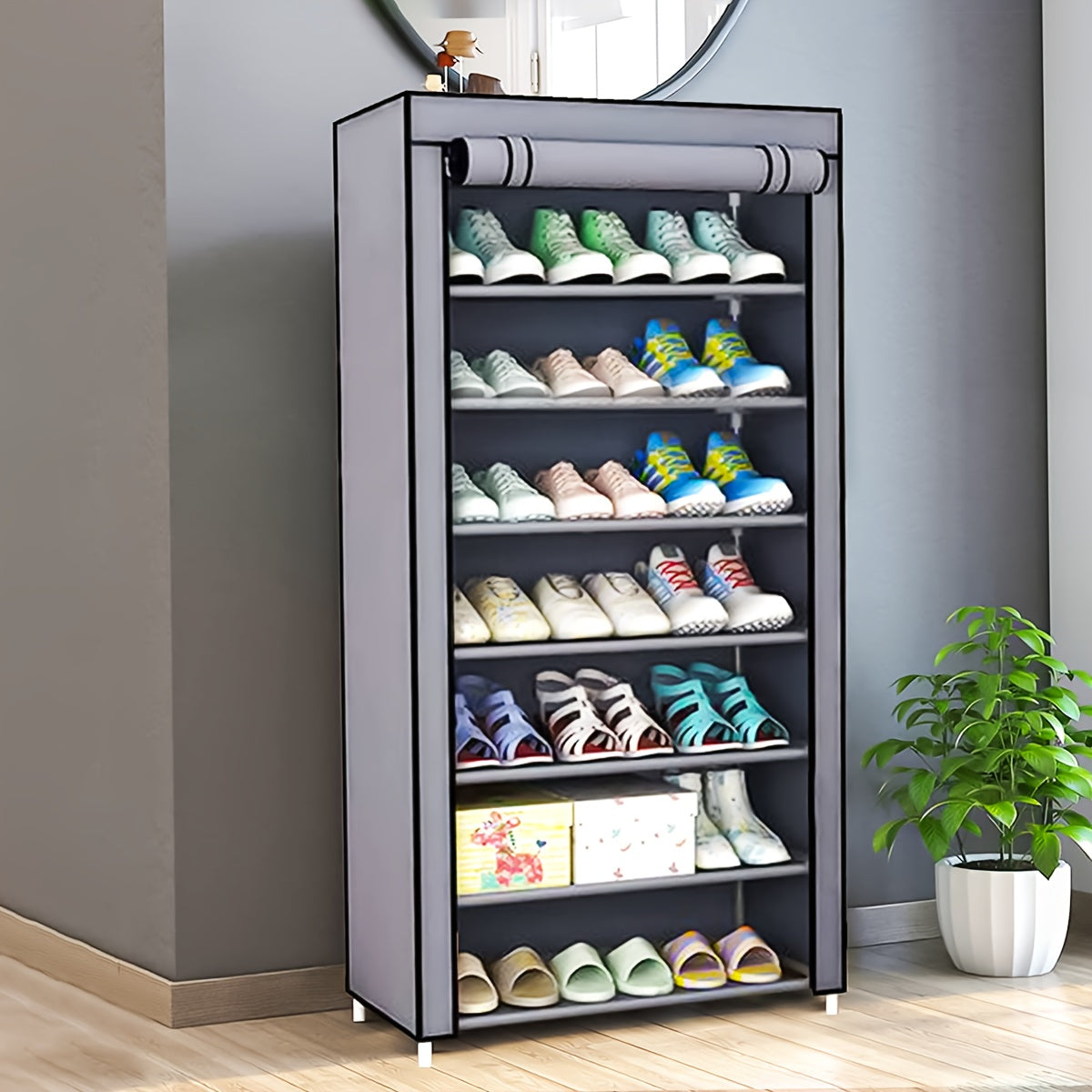 6/8/10 Tier Shoe Organizer with Nonwoven Fabric Cover Cabinet