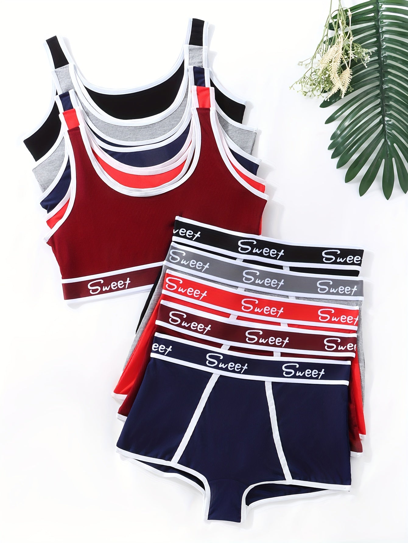 Breathable Push-Up Bras Set 5pcs with Panties for Women