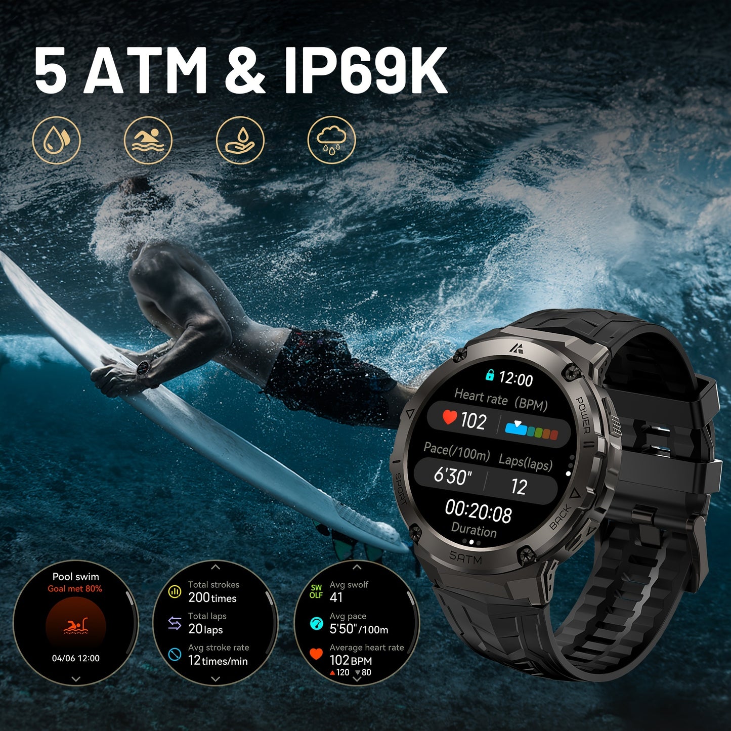 ZUKYFIT T3E GPS Smart Watch For Men 60Days Battery Life