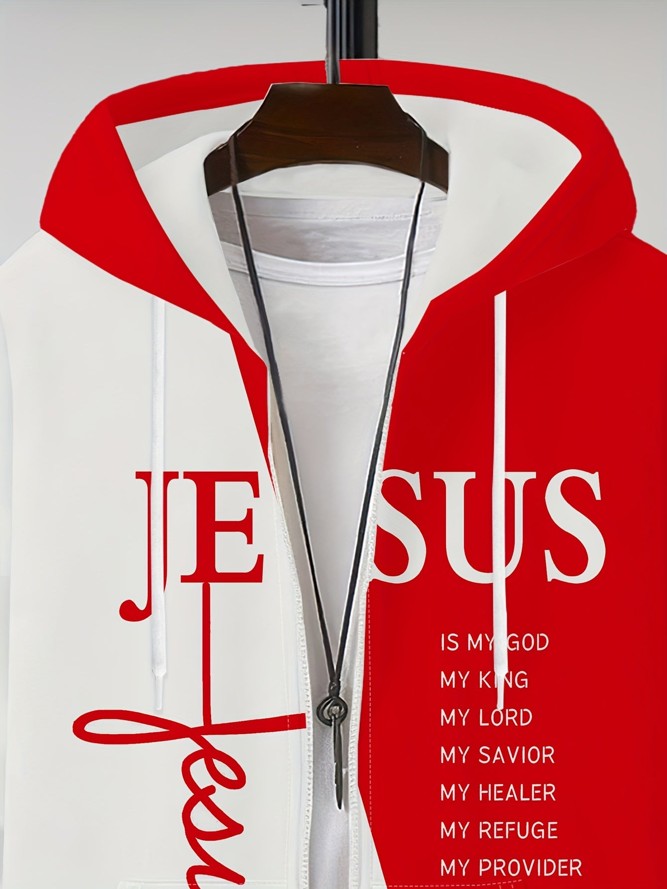 Polyester 3D Print Hooded Sweatshirt Men's Casual Zipper