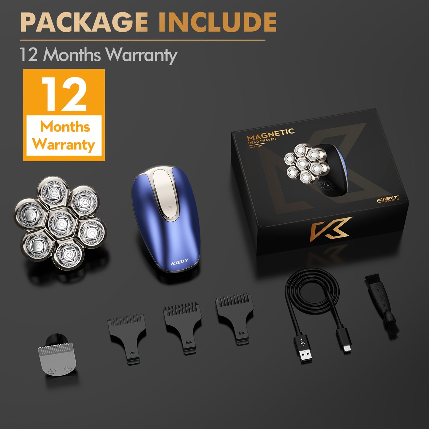 Detachable Head Shavers Kibiy 7D Magnetic Head Shaver