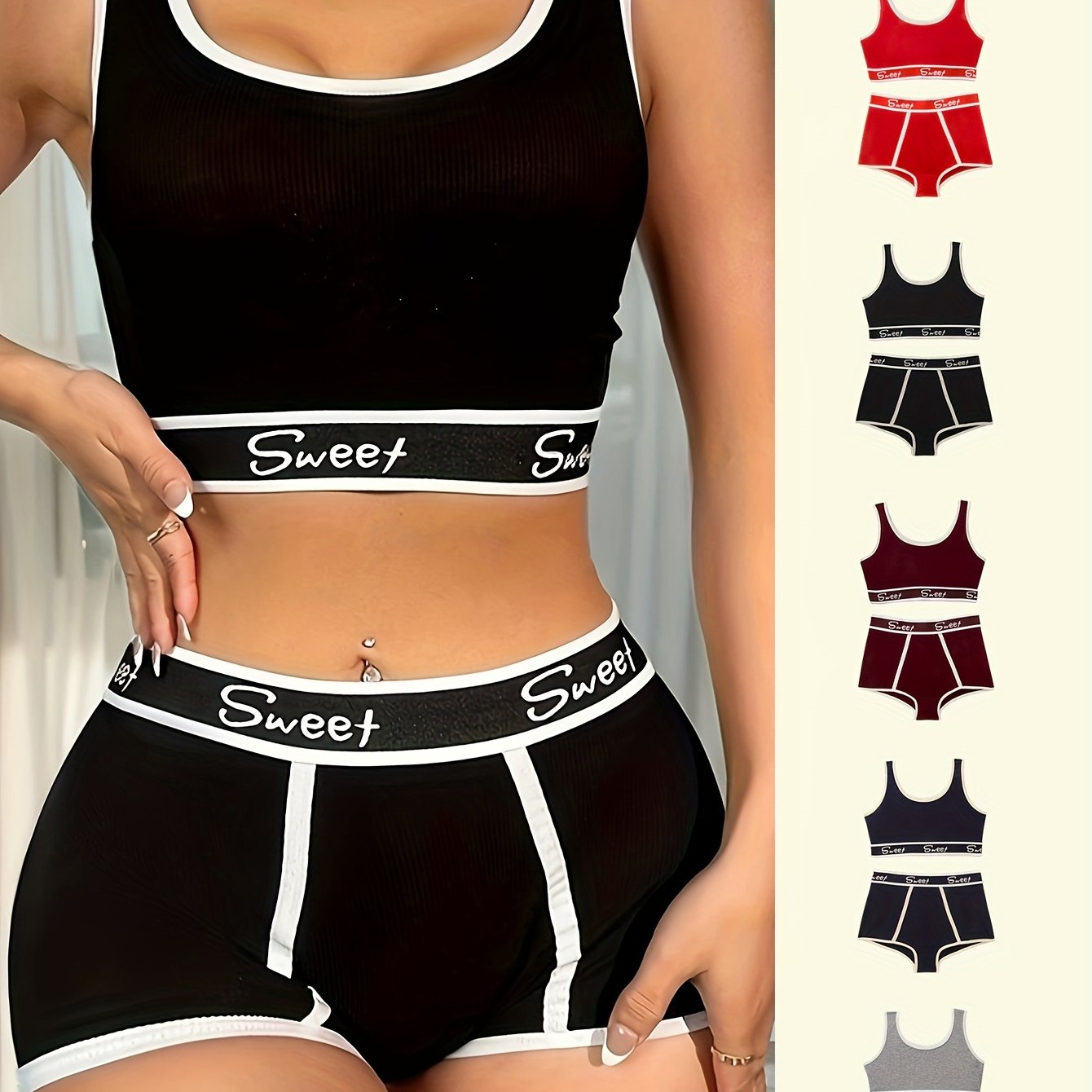 Breathable Push-Up Bras Set 5pcs with Panties for Women