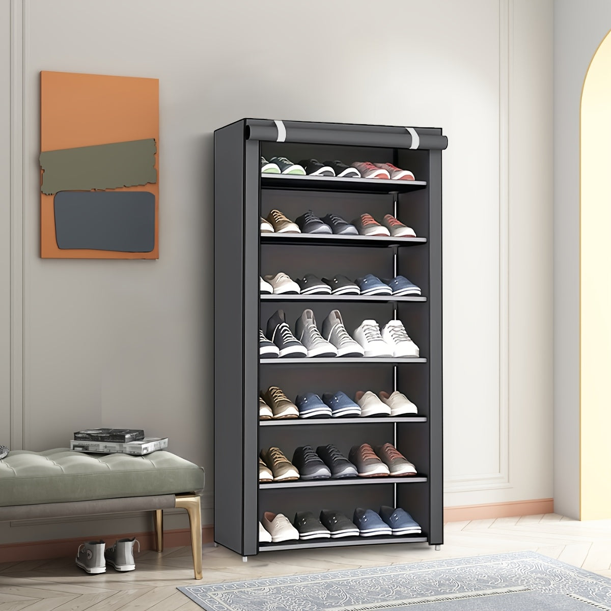 6/8/10 Tier Shoe Organizer with Nonwoven Fabric Cover Cabinet