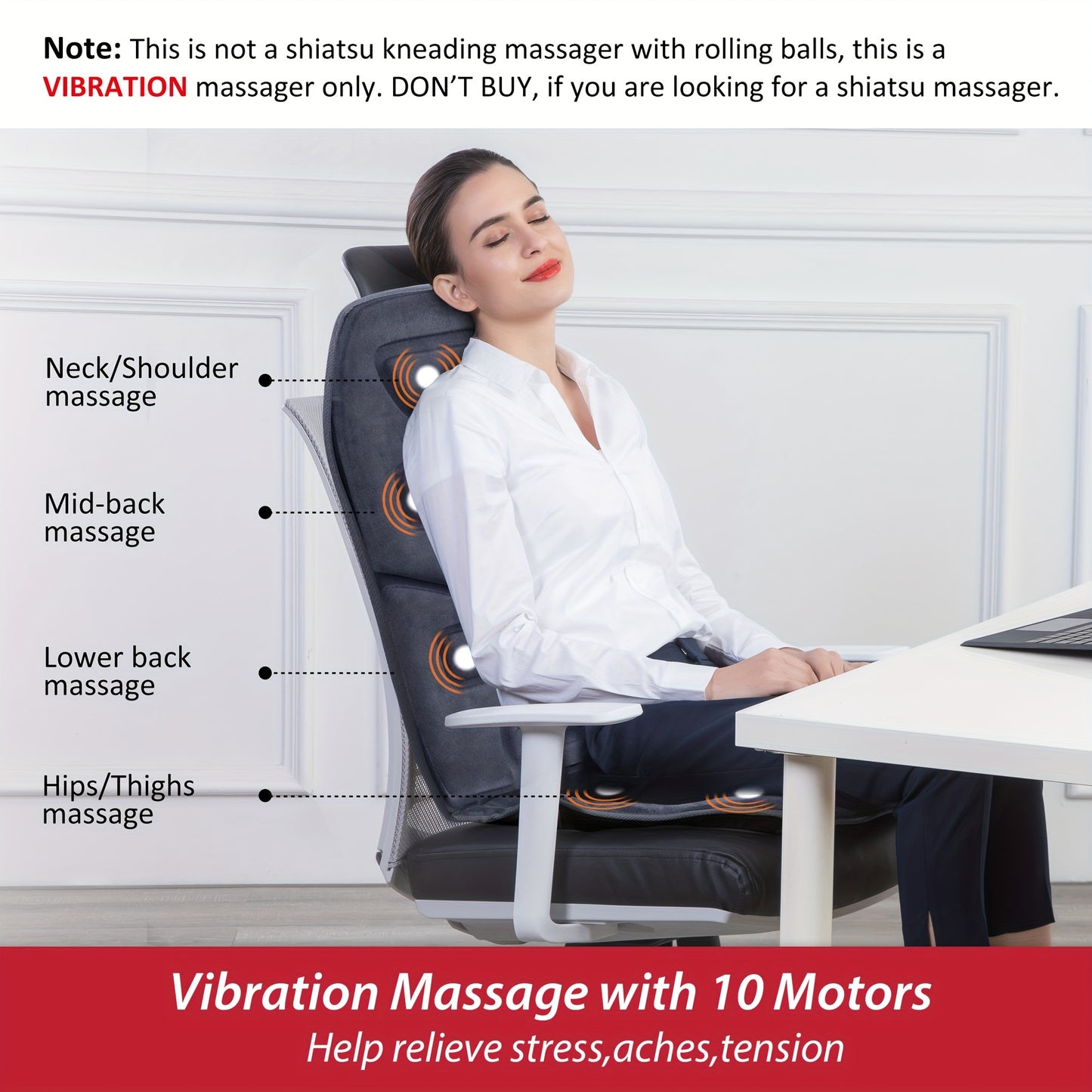 10 Vibration Motors COMFIER Massage Seat Cushion With Heat