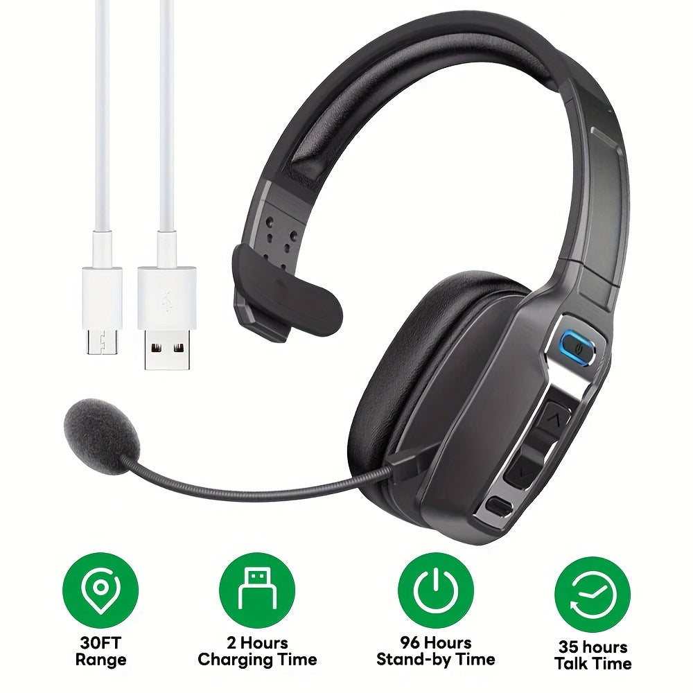New Wireless Headset with Microphone AI Noise Canceling Trucker Headset 164ft Range 65 Hours Battery Life Work from Home Truck Driver Computer