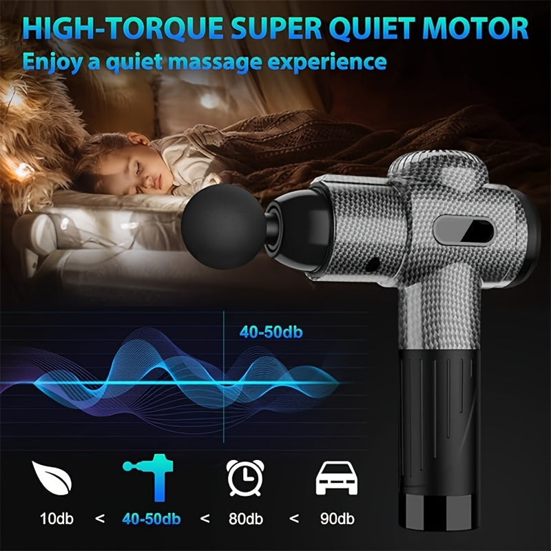 10-Speed Deep-Tissue Massage Gun with 10 Change Heads LED Screen
