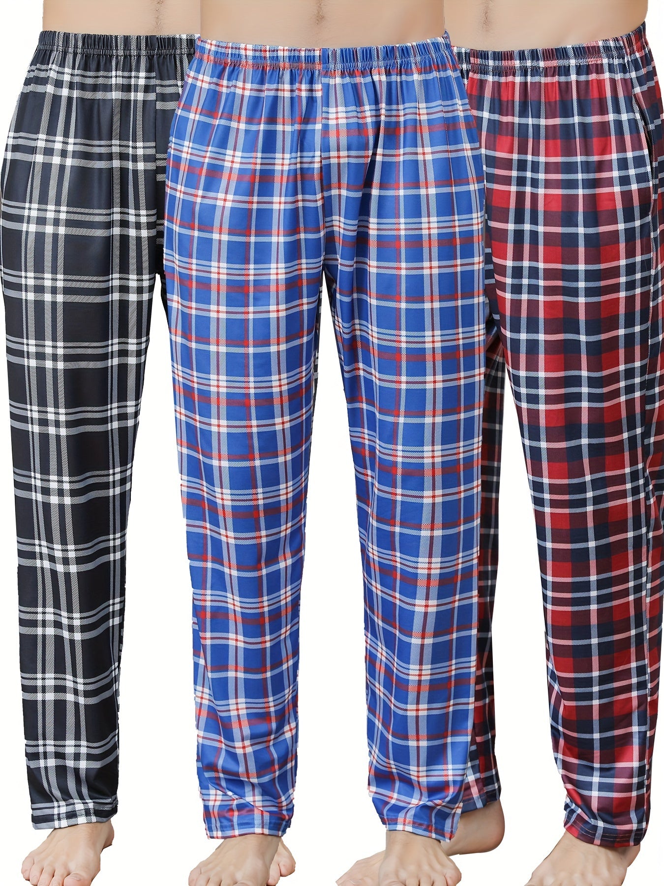 3pcs Mens Pajama Pants Loungewear Sleepwear Pijama