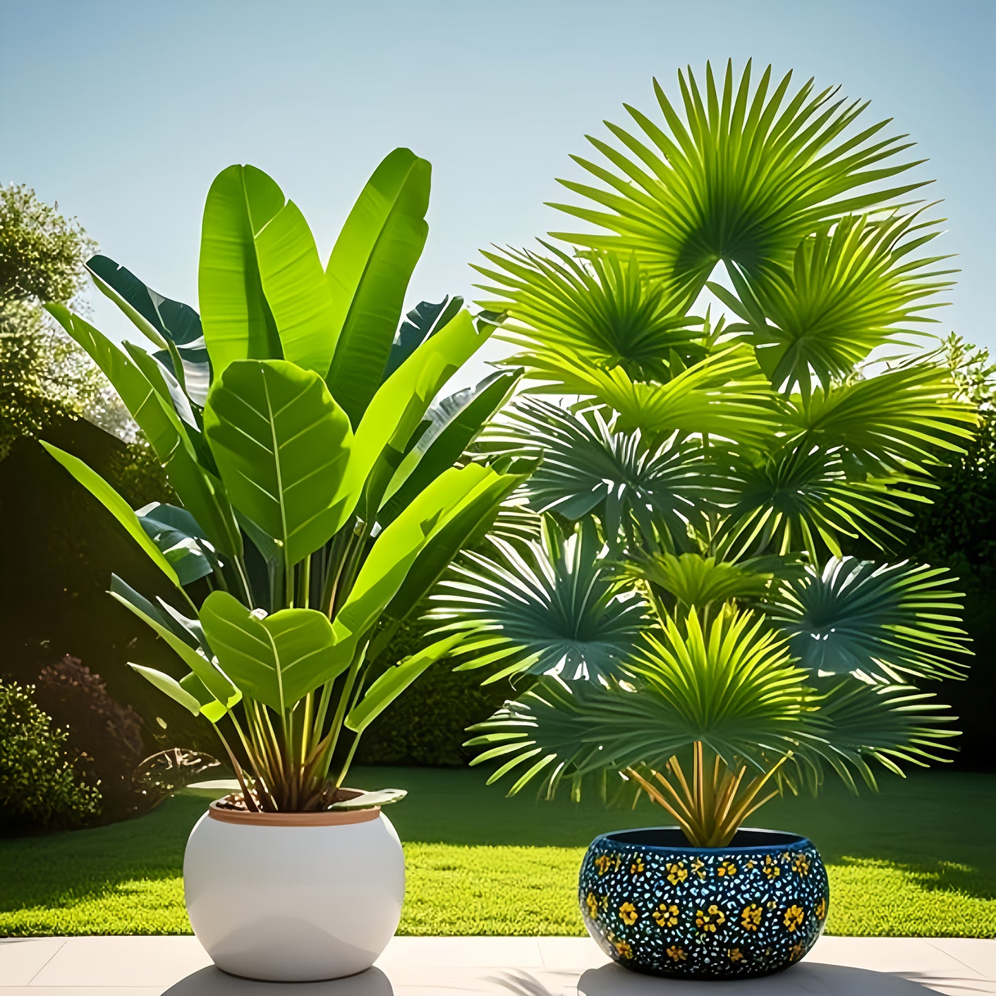 2pcs Set of Large Artificial Palm Trees for Indoor/Outdoor Decoration