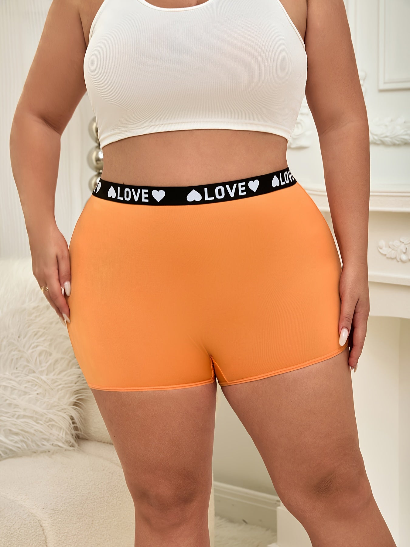 Plus Size Women's Shortie Panties, Mid-Rise Comfortable Underwear, Simple Style
