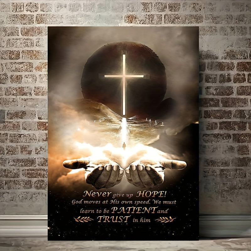 Wooden Framed Christian Canvas Painting Hand of God Quotes Print 11.8 Inch x 15.7 Inch Inspirational Quotes Canvas Wall Art Decoration Ready to Hang for Home Office Bathroom Living Room Decor Gift for Her or Him