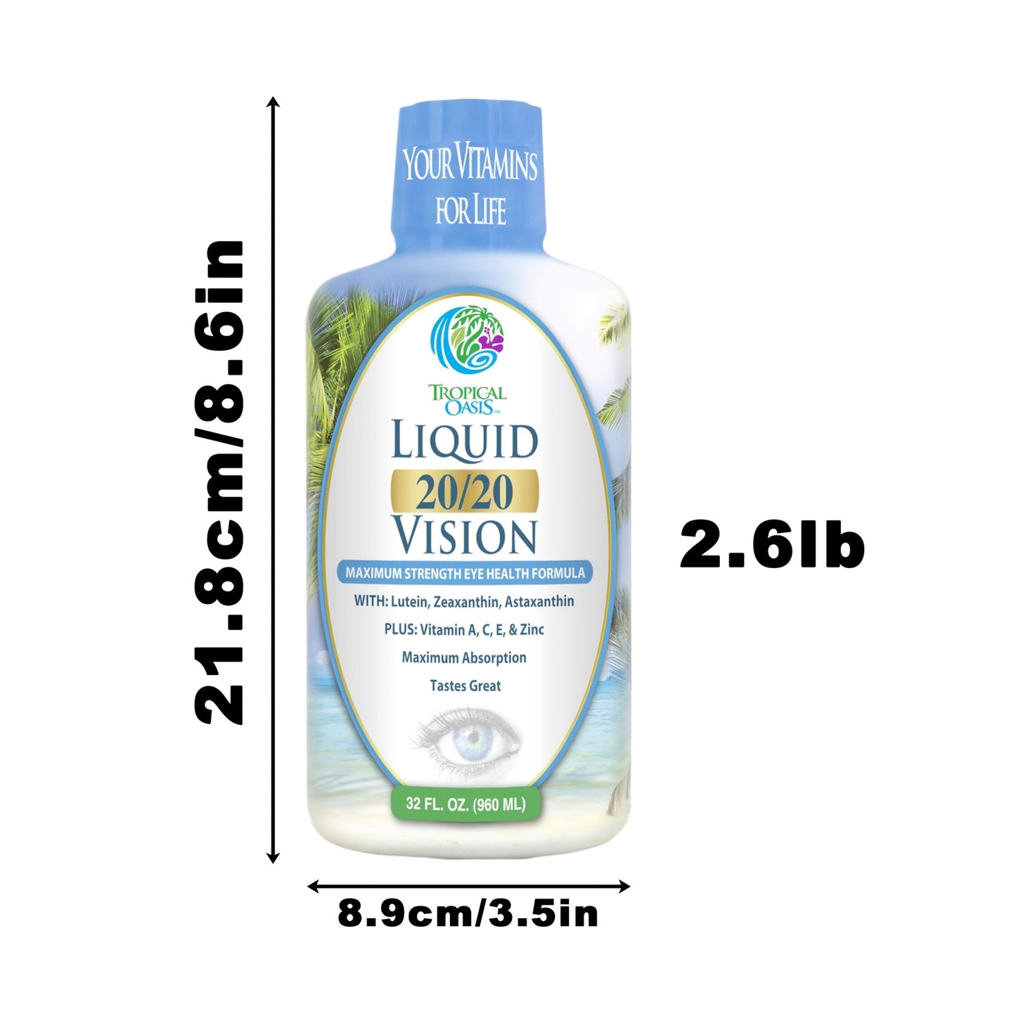 Maximum Absorption Eye Vitamin Formula Liquid 20/20 Vision No Pills