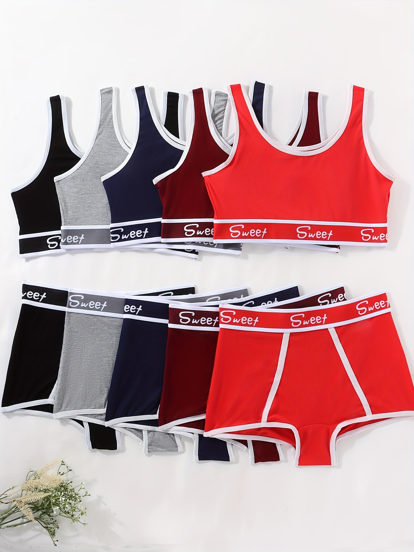 Breathable Push-Up Bras Set 5pcs with Panties for Women