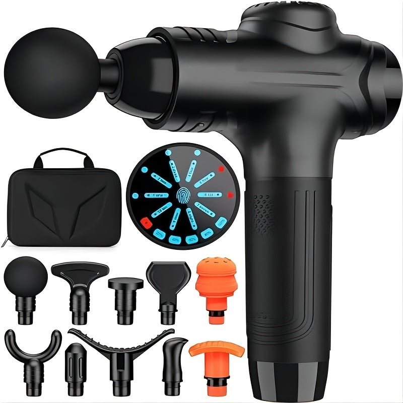 10-Speed Deep-Tissue Massage Gun with 10 Change Heads LED Screen